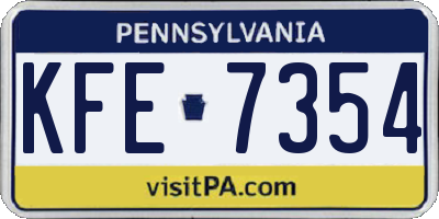 PA license plate KFE7354