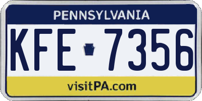 PA license plate KFE7356