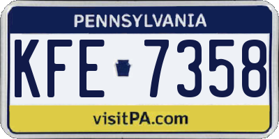 PA license plate KFE7358