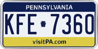 PA license plate KFE7360