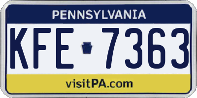 PA license plate KFE7363