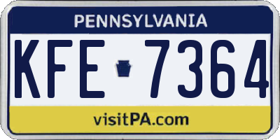 PA license plate KFE7364