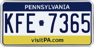 PA license plate KFE7365