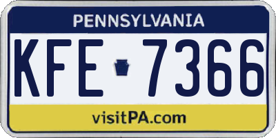 PA license plate KFE7366