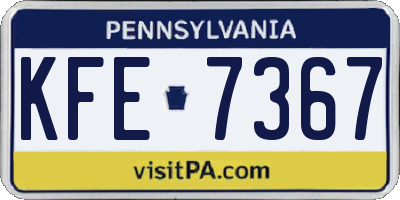 PA license plate KFE7367