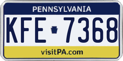 PA license plate KFE7368
