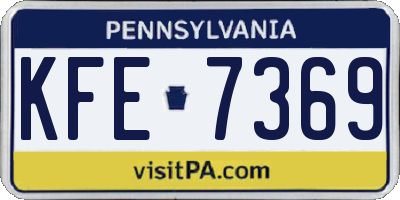 PA license plate KFE7369