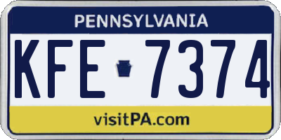 PA license plate KFE7374