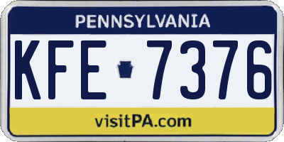 PA license plate KFE7376