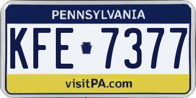 PA license plate KFE7377