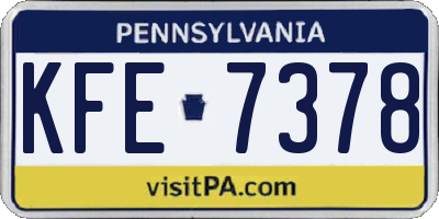 PA license plate KFE7378