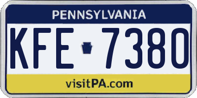 PA license plate KFE7380
