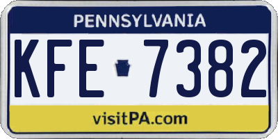 PA license plate KFE7382
