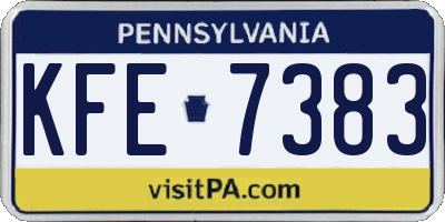 PA license plate KFE7383