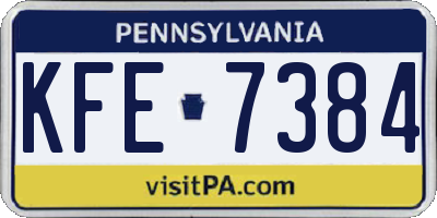 PA license plate KFE7384