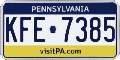 PA license plate KFE7385