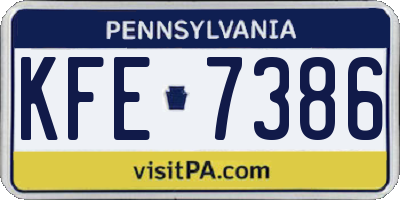 PA license plate KFE7386