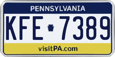 PA license plate KFE7389
