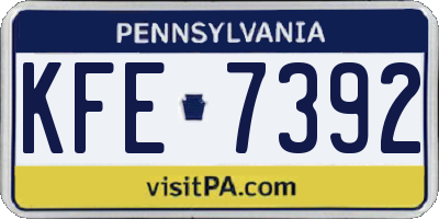 PA license plate KFE7392