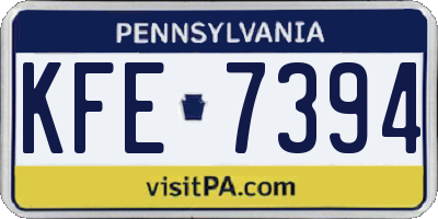PA license plate KFE7394