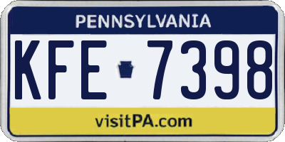 PA license plate KFE7398