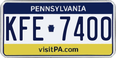 PA license plate KFE7400