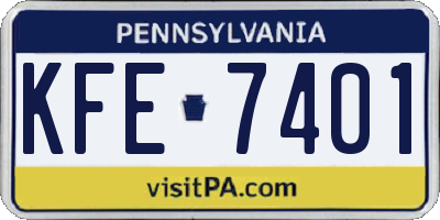 PA license plate KFE7401