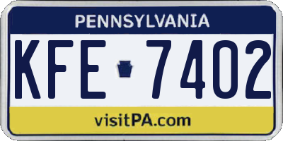 PA license plate KFE7402