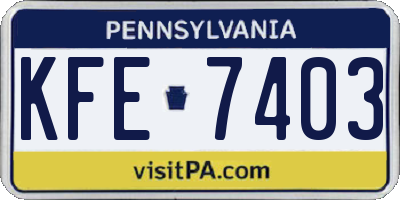 PA license plate KFE7403