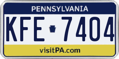 PA license plate KFE7404