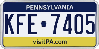 PA license plate KFE7405