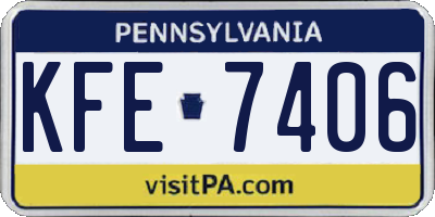 PA license plate KFE7406