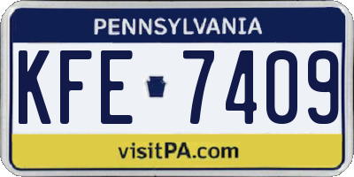 PA license plate KFE7409