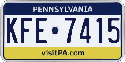 PA license plate KFE7415