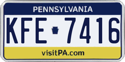 PA license plate KFE7416
