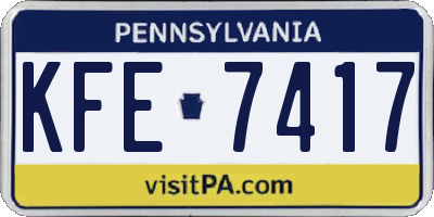 PA license plate KFE7417
