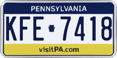 PA license plate KFE7418