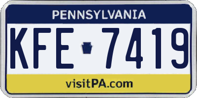 PA license plate KFE7419