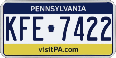 PA license plate KFE7422
