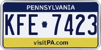 PA license plate KFE7423