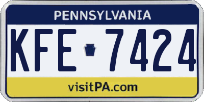 PA license plate KFE7424