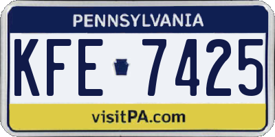 PA license plate KFE7425