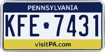 PA license plate KFE7431