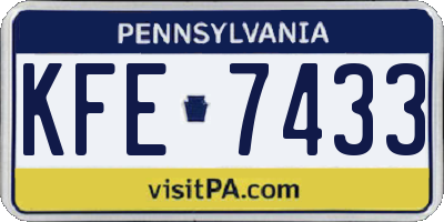PA license plate KFE7433