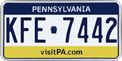 PA license plate KFE7442