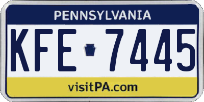 PA license plate KFE7445