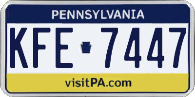 PA license plate KFE7447
