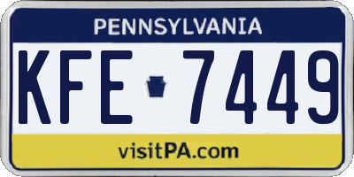 PA license plate KFE7449