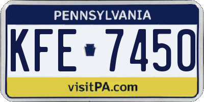 PA license plate KFE7450