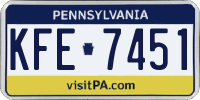 PA license plate KFE7451